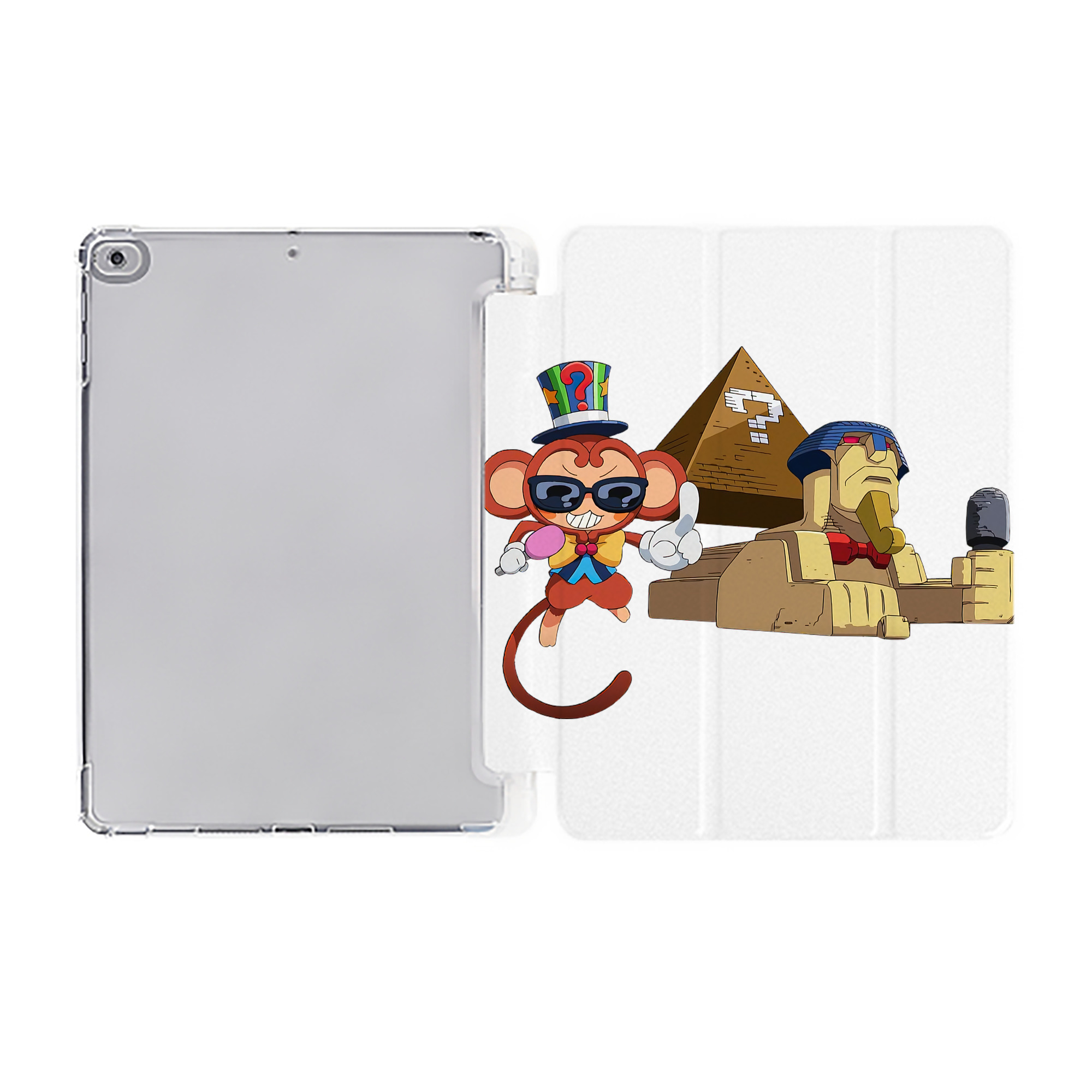 （画像用） 遊☆戯☆王 Yu-Gi-Oh! IPad ケース ペン収納付き 三つ折りスタンド PUレザー×シリコン 対応機種9.5/10.5/10.9インチ